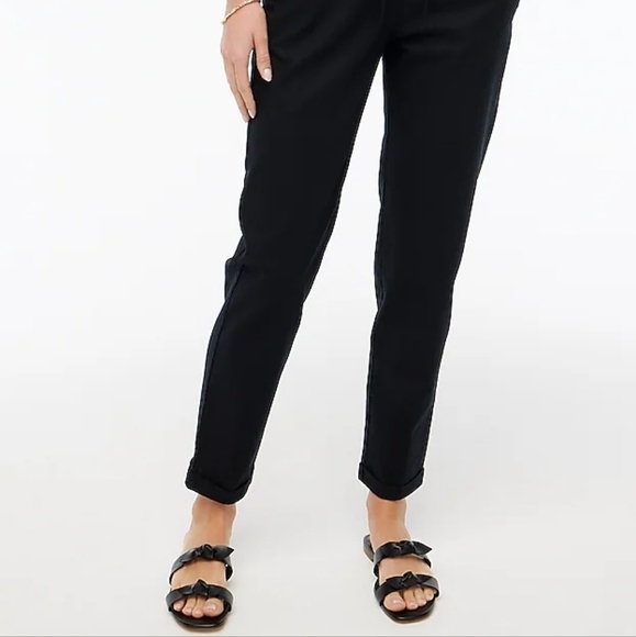 NEW! ANN TAYLOR LOFT Black Linen Blend Curvy Flat Front Cuffed Capri Pants 12. - Picture 1 of 7